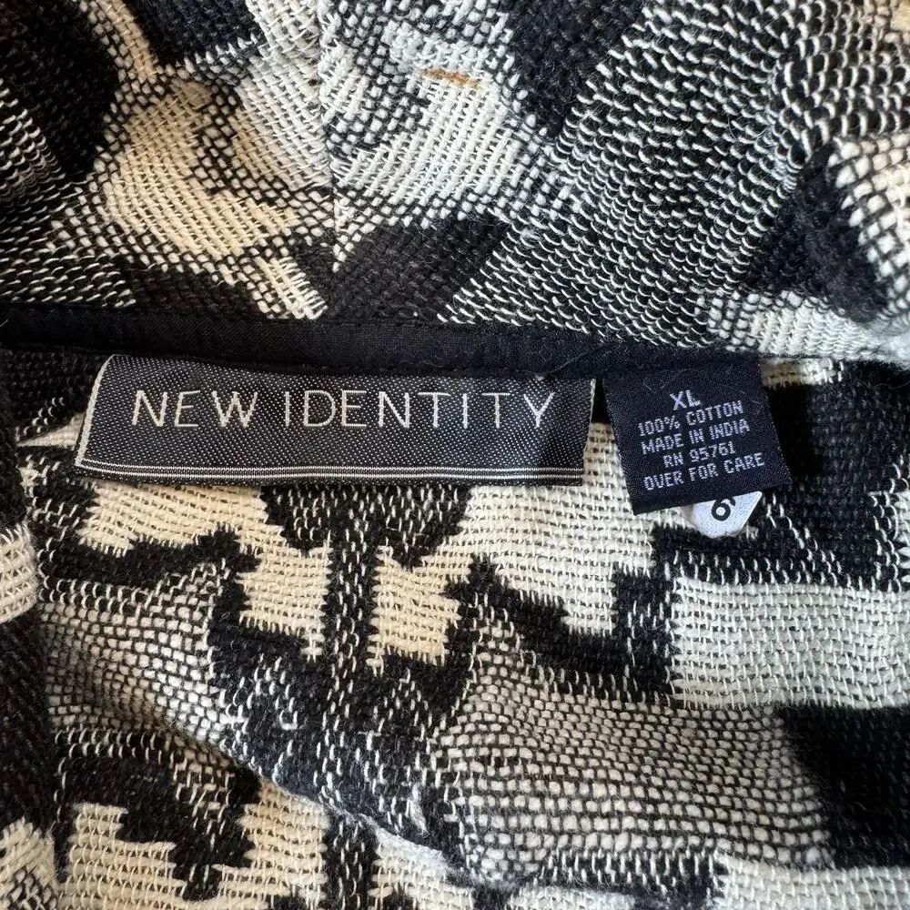 VTG New Identity Tapestry Jacket Womens XL Aztec Southwestern Blazer Black White - Picture 2 of 6